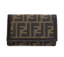 【FENDI】フェンディ ズッカ柄 L字ファスナー 二つ折り財布 キャンバス×レザー ブラウン系 31052 箱あり ON5099【美品】【中古】