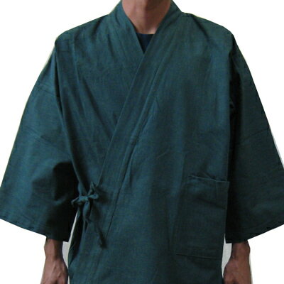 【作務衣】デニム作務衣（緑）しっかりしてるのに柔らかい　男性用　メンズ　M・L・LL・4L…...:auc-edoten:10000043