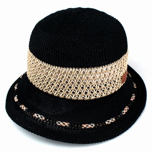 帽子　レディース 婦人　ギフト包装 無料　ハット　メッシュ編み　クロッシェ 帽　ブラック