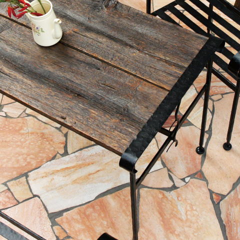 ガーデンテーブル カフェテーブル アイアン＆バーンウッドテーブル ガーデン家具 ロートアイアン ハンドメイド　ガーデンファニチャー