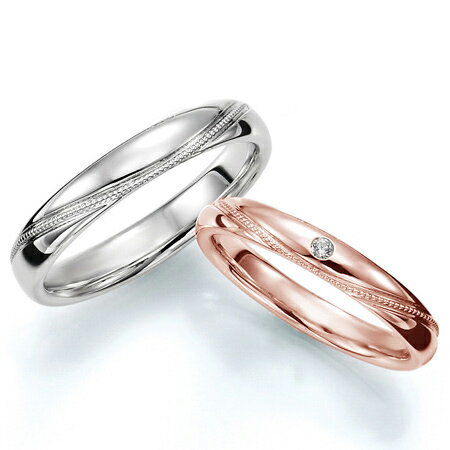 ペアリング(2本セット) 結婚指輪 マリッジリング K18ピンク&ホワイトゴールド ミル打…...:auc-evj-co:10002987