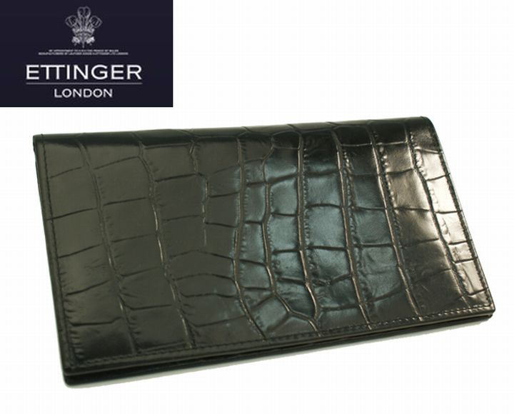 ETTINGER　　≪エッティンガー≫長財布　/ 806AJR CROC ブラック（EBONY） "COAT WALLET"クロコ型押し　　【激安セール★45％オフ】