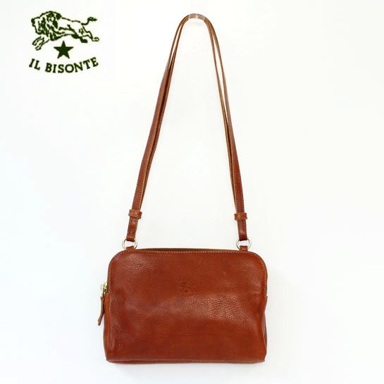 IL BISONTE　　≪イルビゾンテ≫ショルダーバッグ　A2382-P214　ブラウン牛革　レザー　ななめがけ【★セール】　【※お取り寄せ商品】