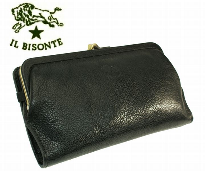 IL BISONTE　　≪イルビゾンテ≫長財布・ガマ口ポケット　/C0671-135　ブラック　　【20％オフ】