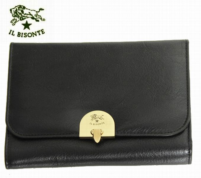 IL BISONTE　　≪イルビゾンテ≫3つ折財布　/C0850-153ブラック　黒革　レザー　【★セール】　【※お取り寄せ商品】
