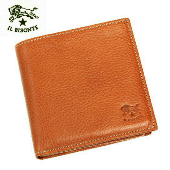 IL BISONTE　　≪イルビゾンテ≫2つ折財布　カード9枚収納　/ C0885-145ブラウン　焼きヌメ　【★セール】　【※お取り寄せ商品】