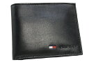 TOMMY HILFIGER ≪トミーヒルフィガー≫ 二つ折財布 / 31TL25X20 牛革 レザー 黒 ブラック コンパクト財布 【セール】【最安値】【激安】【メンズ】【レディース】【プレゼント】【人気商品】