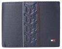 TOMMY HILFIGER ≪トミーヒルフィガー≫ ふたつ折り財布 AM0AM05666 ネイビーブルー 紺色 レザー 牛革 カード収納11カ所、ポケット4カ所 収納力大 折財布 【送料無料】【★セール】
