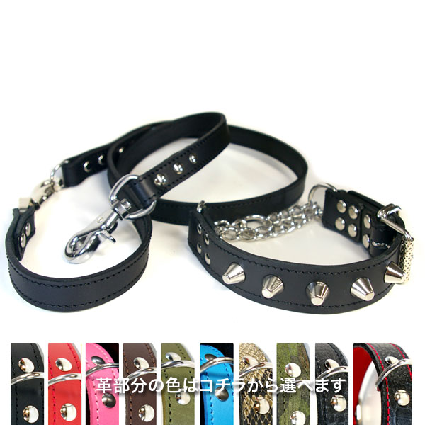 スタッズ革ハーフチョークセット：3cm Type Choker 001B セット(43-55cm)