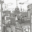 街並みイラスト ファブリックパネル アートパネル STREE...