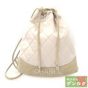 【中古】 シャネル 巾着リュック サテン ピンクベージュ ベージュ リュック デイパック 6番台 CHANEL【質屋】【代引き手数料無料】