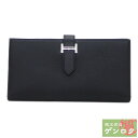 【中古】エルメス ベアン スフレ ブラック シルバー レザー C刻印 2018年 長財布 HERMES【質屋】【代引き手数料無料】