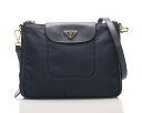 プラダ BT0933 ショルダー バッグ ナイロン レザー ダークブルー PRADA 【中古】 楽ギフ あす楽