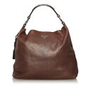 プラダ ワンショルダーバッグ ブラウン レザー レディース PRADA 【中古】
