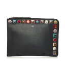 フェンディ マルチスタッズ クラッチバッグ 8M0370 ブラック マルチ レザー レディース FENDI 【中古】