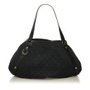 グッチ GGキャンバス アビー ハンドバッグ 130736 ブラック キャンバス レザー レディース GUCCI 【中古】