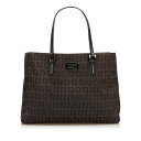 フェンディ ズッキーノ ハンドバッグ 8BH132 ブラウン キャンバス レザー レディース FENDI 【中古】