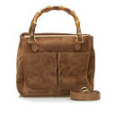 グッチ バンブー ハンドバッグ ショルダーバッグ 2WAY 000 122 0316 ブラウン スウェード レザー レディース GUCCI 【中古】