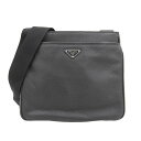 楽天スーパーセール!【中古】超美品 プラダ PRADA 2019年商品 2VH019 BANDOLIERA VITELLO CITY レザー 斜め掛け ショルダーバッグ 黒 メンズ レディース