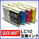 ◆送料無料◆【単品】 LC10 ブラザーインクカートリッジ互換 LC10-4PK【メール便送料無料!!】 【ポイント10倍】 brotherLC10 lc10bk マイミーオ DCP-155C DCP-330C DCP-350C DCP-750CN MFC-880CDWN MFC-5860CN MFC-480CN MFC-460CN