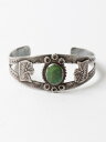 40's 50's 60's ビンテージ ★ NAVAJO ナバホ グリーン ターコイズ インディアンヘッド シルバー バングル ( メンズ レディース ) STERLING| 【USA古着】中古 40年代 50年代 60年代 銀 SILVER インディアンジュエリー シルバーアクセサリー シルバーバングル ナバホバングル