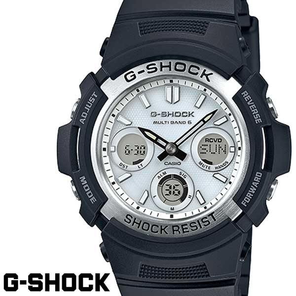 CASIO G-SHOCK ジーショック メンズ 腕時計 AWG-M100S-7A スタンダードモデル 電波ソーラー ブラック ホワイト