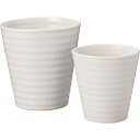 【送料無料】陶器植木鉢2点セット ホワイト UH10/2S WH【植木鉢 おしゃれ 陶器 室内 室外 白 かわいい きれい 4号 5号 小型 プランター ガーデニング】