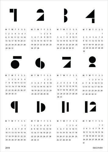 【SALE セール】snug.studio | SNUG.TOYBLOCKS calendar 2018 | A2 ポスターカレンダー2018 (white)