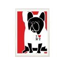 NICE MICE FOR YOU | FRENCH BULLDOG IN I LOVE NY T SHIRT | A4 アートプリント/ポスター【フレンチブルドッグ 動物 犬 北欧 かわいい インテリア】
