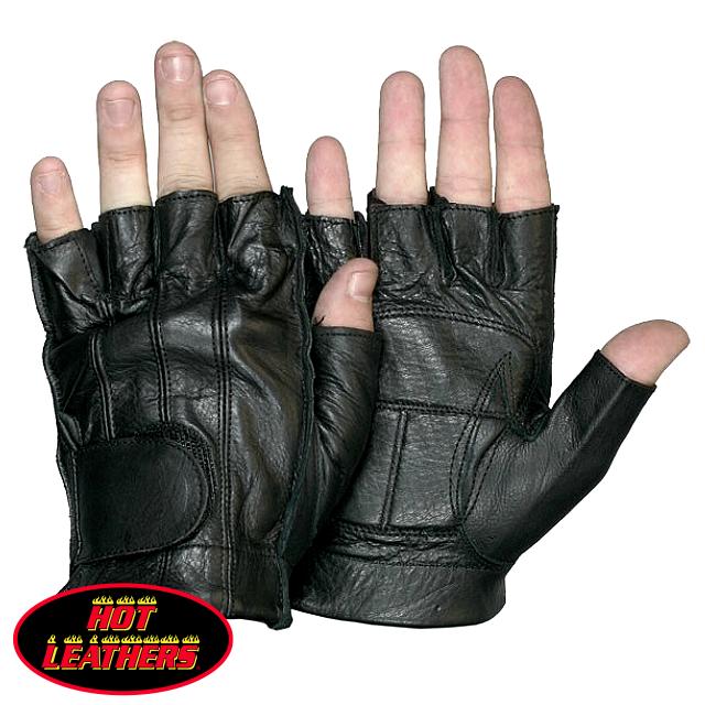 【送料無料！】日本未発売! セール価格! ホットレザー [Naked Leather Fingerless Unlined Glove] ネイキッド・レザー・フィンガーレス・アンラインド・グローブ! ジェルパッド装備 本革 牛革 メンズ 手袋 黒 ブラック 米国直輸入! バイクや自転車での通勤に最適!