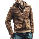 【送料無料!】フード着脱可能! 全10サイズ! [Men's Detachable Hood Brown Pigskin Genuine Leather Jacket] メンズ デタッチャブルフ..