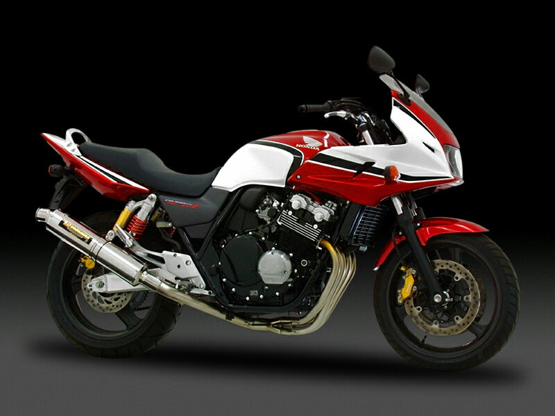 CB400SB(05-06)、CB400SF HYPER VTEC(99-01)、CB400SF HYPER VTEC SPEC2(02)、CB400SF HYPER VTEC SPEC3(03-06) ヨシムラ 機械曲げチタンサイクロン チタンブルーカバー マフラー (品番 110-452-8281b )