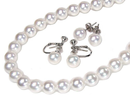 花珠真珠に匹敵！花珠貝パールネックレス・ピアス（イヤリング）セット8.0mm本真珠ネックレスをも凌ぐ高級花珠真珠ネックレス相当のハイレベル！フェイクの領域を超えた完成度！