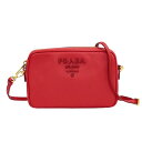 本物 プラダ PRADA サフィアーノ レザー ショルダーバッグ ポシェット レッド 1BH036 Saffiano バッグ 中古