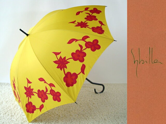 シビラ　定価6300円　高級百貨店雨傘　縁リーフ柄　カラシ