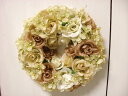 リース 【ローズ&ハイドランジアミックスリース(タン)】造花のリース