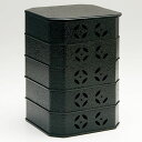 【茶道具 菓子器】縁高重 柿合(掻合塗) 七宝透(段付)