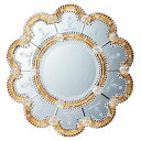 【送料無料】 ヨーロピアン ムラーノ スタイル ミラー スカンディッチ(ゴールド) 【インテリア雑貨 インテリア小物 鏡 壁掛け ゴージャス 豪華 かわいい おしゃれ 金 エッチング】