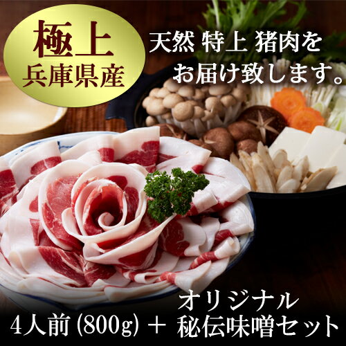 【ぼたん鍋】 天然 猪肉 (イノシシ肉） ぼたん鍋用 特上【800g秘伝みそセット】4〜5…...:auc-ishii:10000007