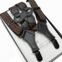 ホルスター型サスペンダー カーボネート金具 日本製 茶系ジャガード縞 ガンホルス