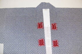 【祭衣装はっぴ】赤睦長袢纏江戸小紋二の字柄男女兼用フリーサイズ