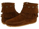 (取寄)ミネトンカ レディース ダブル フリンジ サイド ジップ ブーツ Minnetonka Women Double Fringe Side Zip Boot Dusty Brown Suede