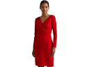 ショッピング正規品 (取寄)ローレン ラルフローレン レディース クレープ ロング スリーブ ドレス LAUREN Ralph Lauren Women's Crepe Long Sleeve Dress Lipstick Red