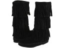 (取寄)ミネトンカ カーフ ハイ 3レイヤー フリンジ ブーツ Minnetonka Calf Hi 3-Layer Fringe Boot Black Suede