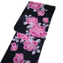 浴衣 レディース レトロ 大人 上品 高級生地(黒色地に薔薇柄)