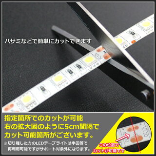 【ハイクオリティ】防水LEDインテリアテープライト3チップ(100V/12V兼用)500cm