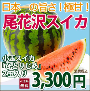 山形県尾花沢産小玉スイカ『ひとりじめ』　送料無料