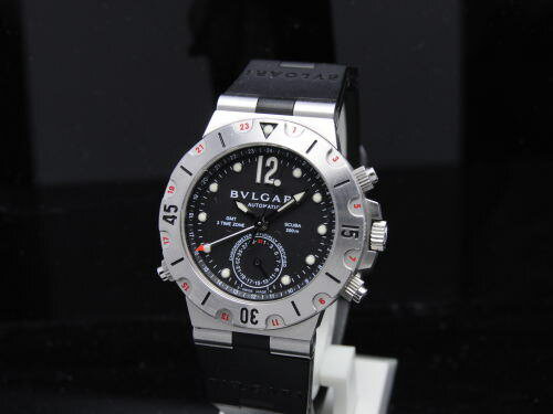 ◆ブルガリ BVLGARI◆ メンズ/スクーバGMT/SS×ラバー/黒 【MW168】【税込価格】【質屋出店】【中古】