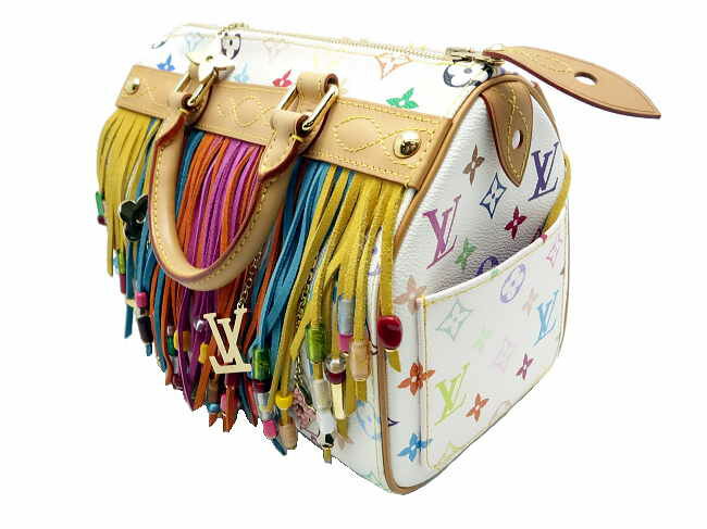 LOUIS VUITTON LV Monogram Multicolor White Murakami Fringe Speedy 25 Handbag | eBay