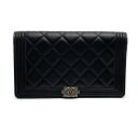 ☆シャネル CHANEL☆ 財布/ボーイシャネル/ラムスキン/黒/2つ折長サイフ/A80285 【SA5645】【税込価格】【質屋出店】【中古】【あす楽対応】